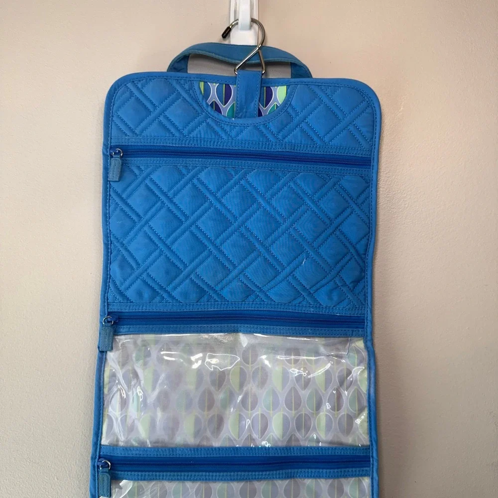 Vera Bradley Turquoise Blue Quilted Microfiber Hanging Travel Toiletry Organizer